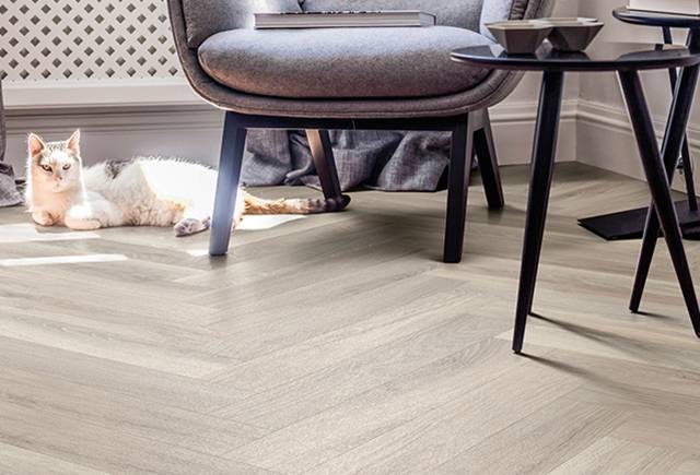 Polyflor Camaro Rigid Core PUR Herringbone Plank Waterside Oak RPQ4143