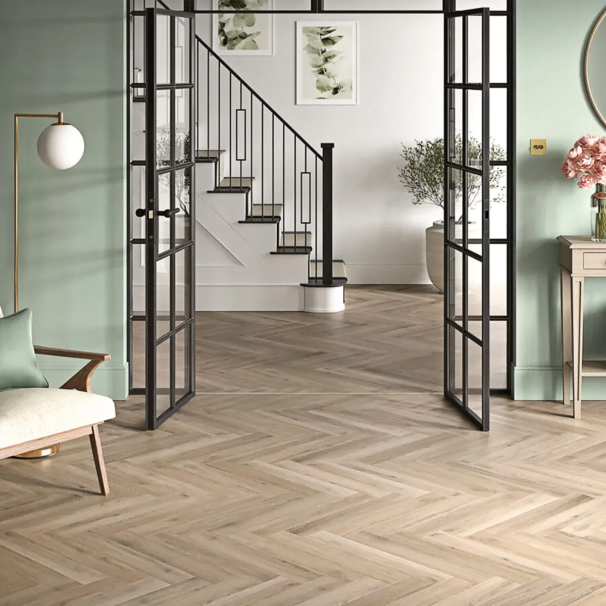 Polyflor Camaro Rigid Core PUR Herringbone Plank Naked Blond Oak RPQ4144