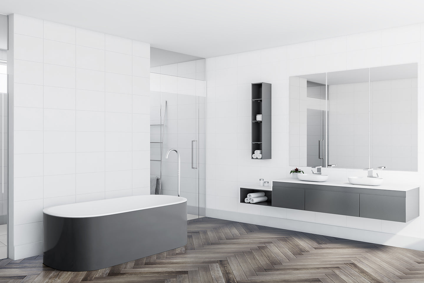 Luvanto Design Contemporary Herringbone Smoked Charcoal